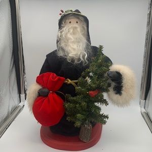 VINTAGE 13” Santa Clause Handmade WOOL Fur HEART TO ART DESIGNS 1993 Signed